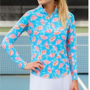 Ibkul Franny Turquoise Mock Neck Zip Up